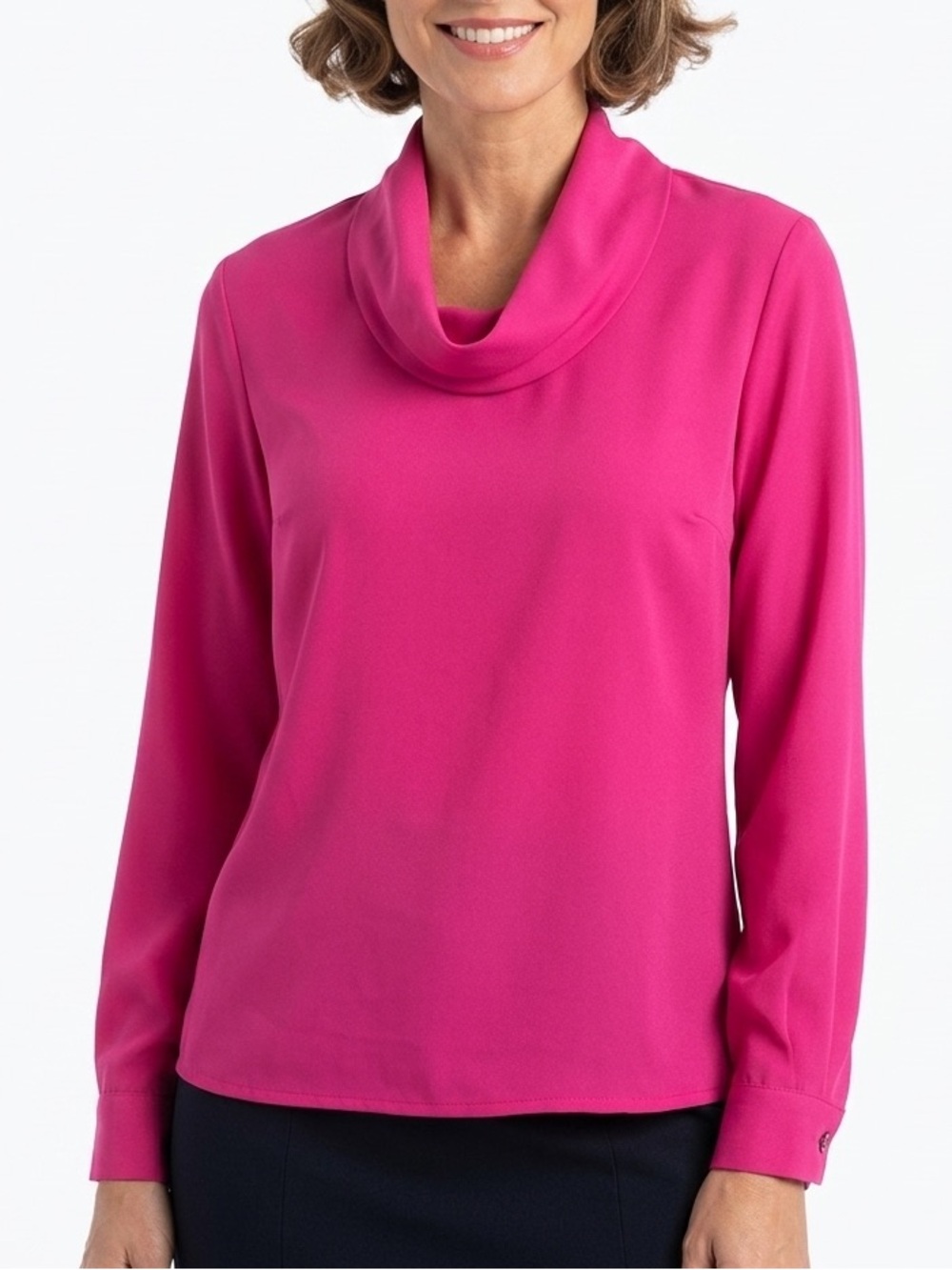 Vintage New Editions Women’s Pink Cowl Neck Long Sleeve Blouse Size 6 USA Made